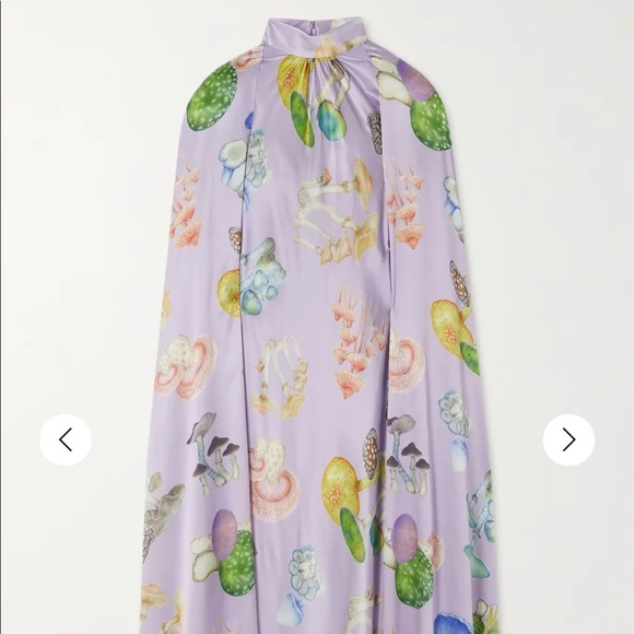 RODARTE LAVENDER MUSHROOM PRINTED SILK SATIN CAPE GOWN - Picture 7 of 16